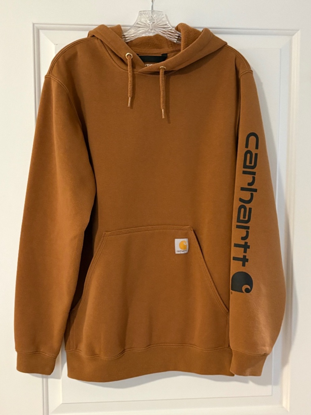 Carhartt Hoodie Sweatshirt Men’s Small Loose Fit Sleeve Logo Fleece